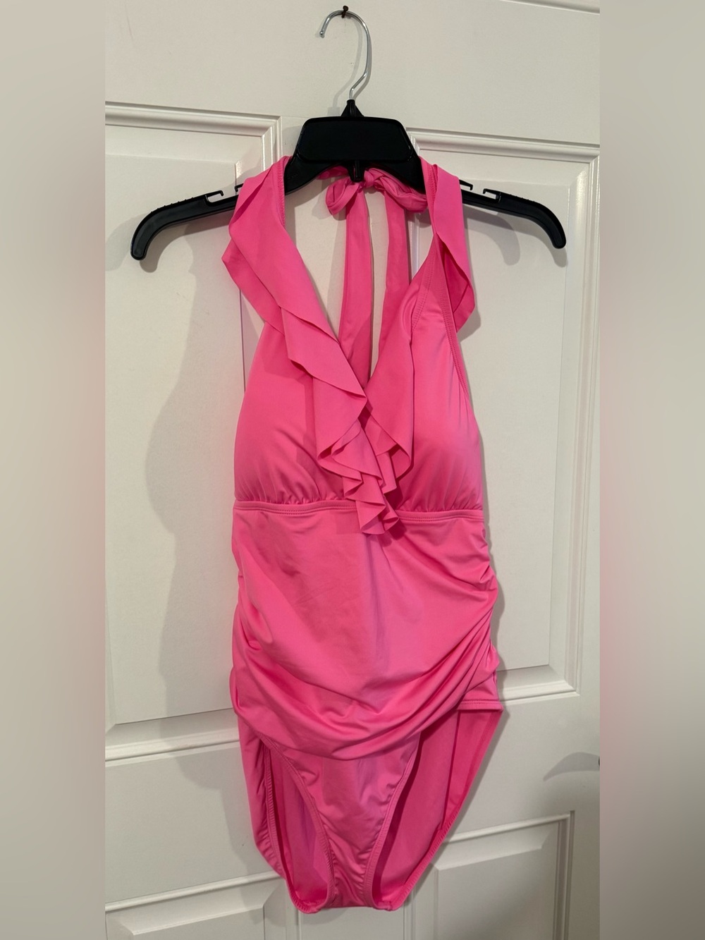 Lilly Pulitzer Bright Pink Ruffle Halter One-Piece Swimsuit